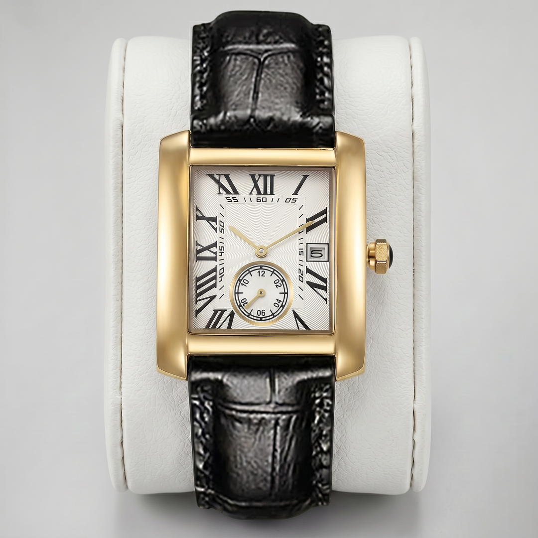 Men’s Leather Strap Rectangular Watch | Olamil