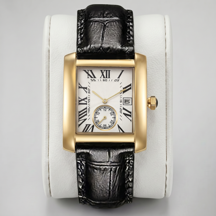 Men’s Leather Strap Rectangular Watch | Olamil