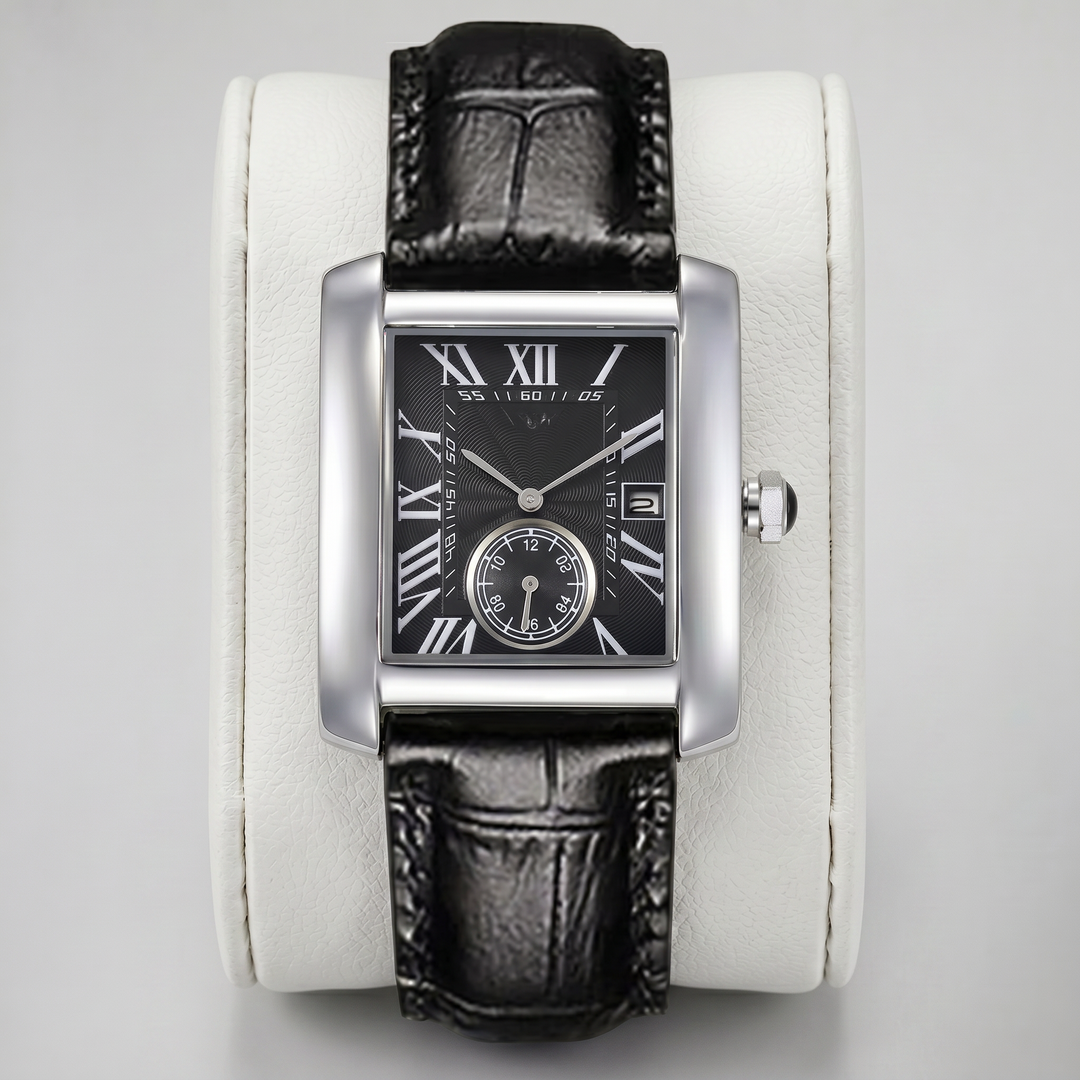 Men’s Leather Strap Rectangular Watch | Olamil