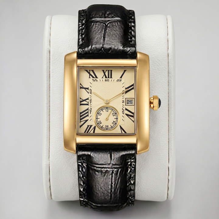Men’s Leather Strap Rectangular Watch | Olamil