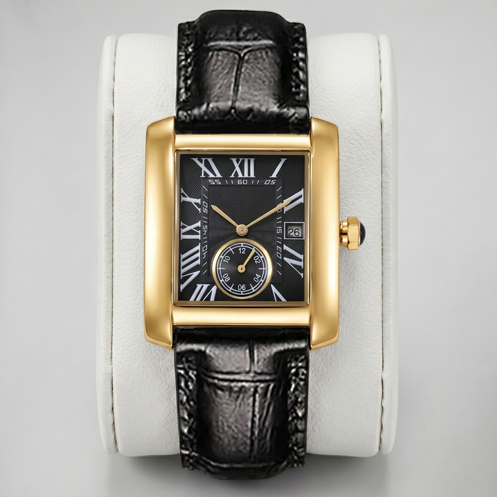 Men’s Leather Strap Rectangular Watch | Olamil