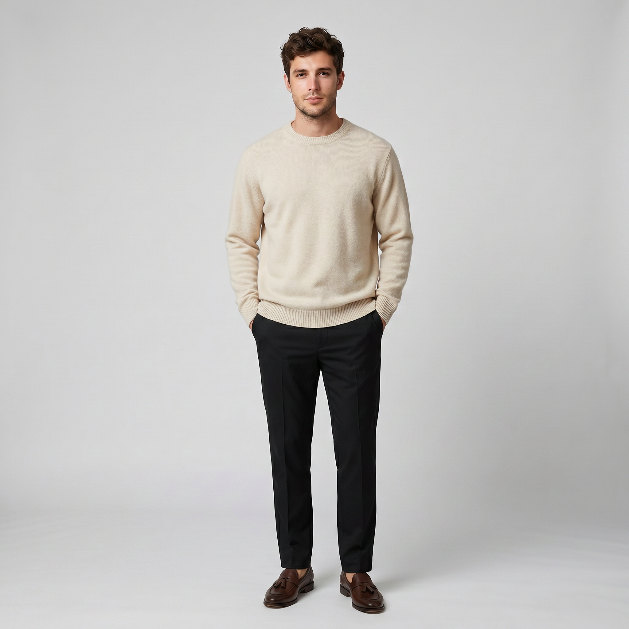 Men’s Cashmere Crew Neck Sweater – Relaxed Fit | Olamil