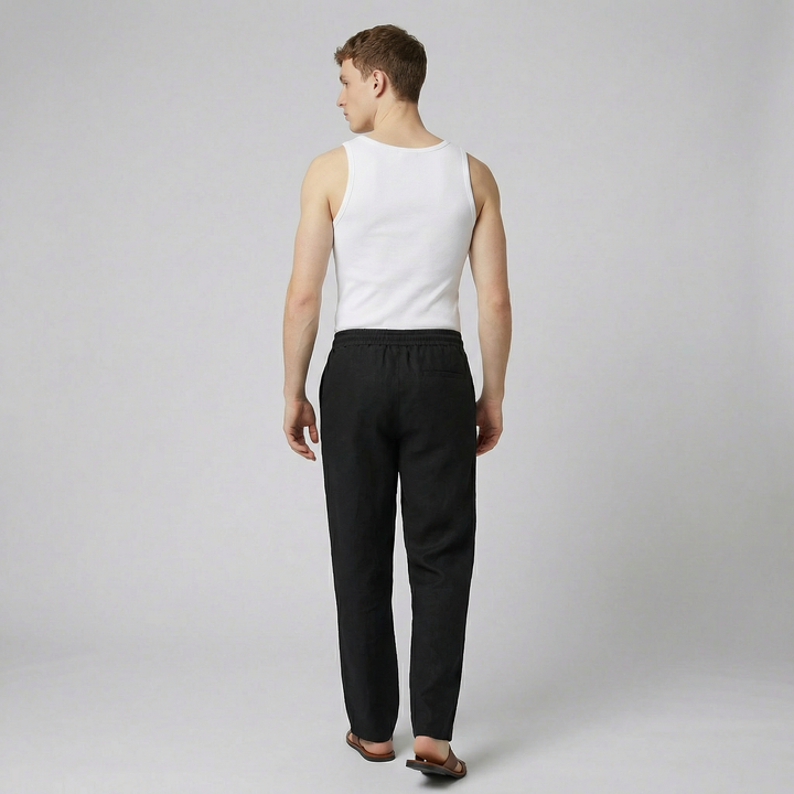 Men’s Relaxed Fit Drawstring Linen Pants | Olamil