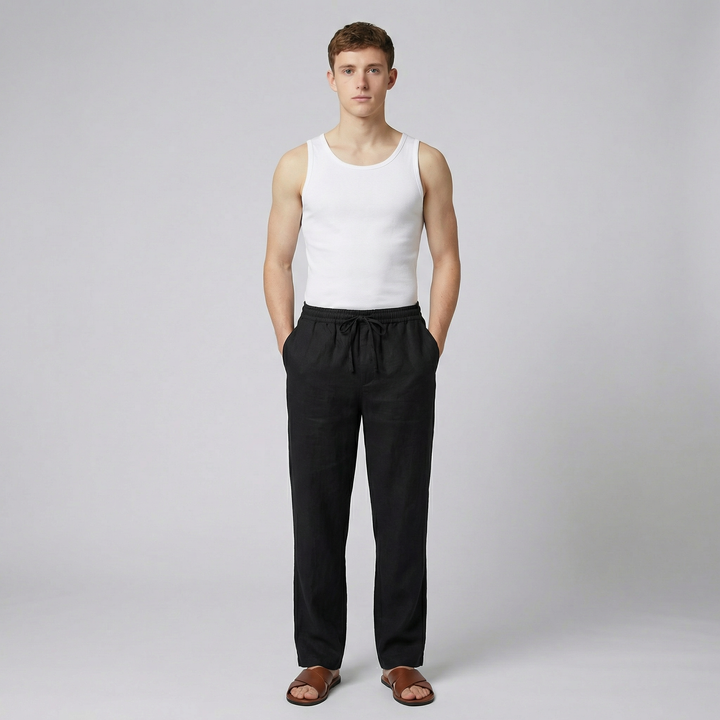 Men’s Relaxed Fit Drawstring Linen Pants | Olamil