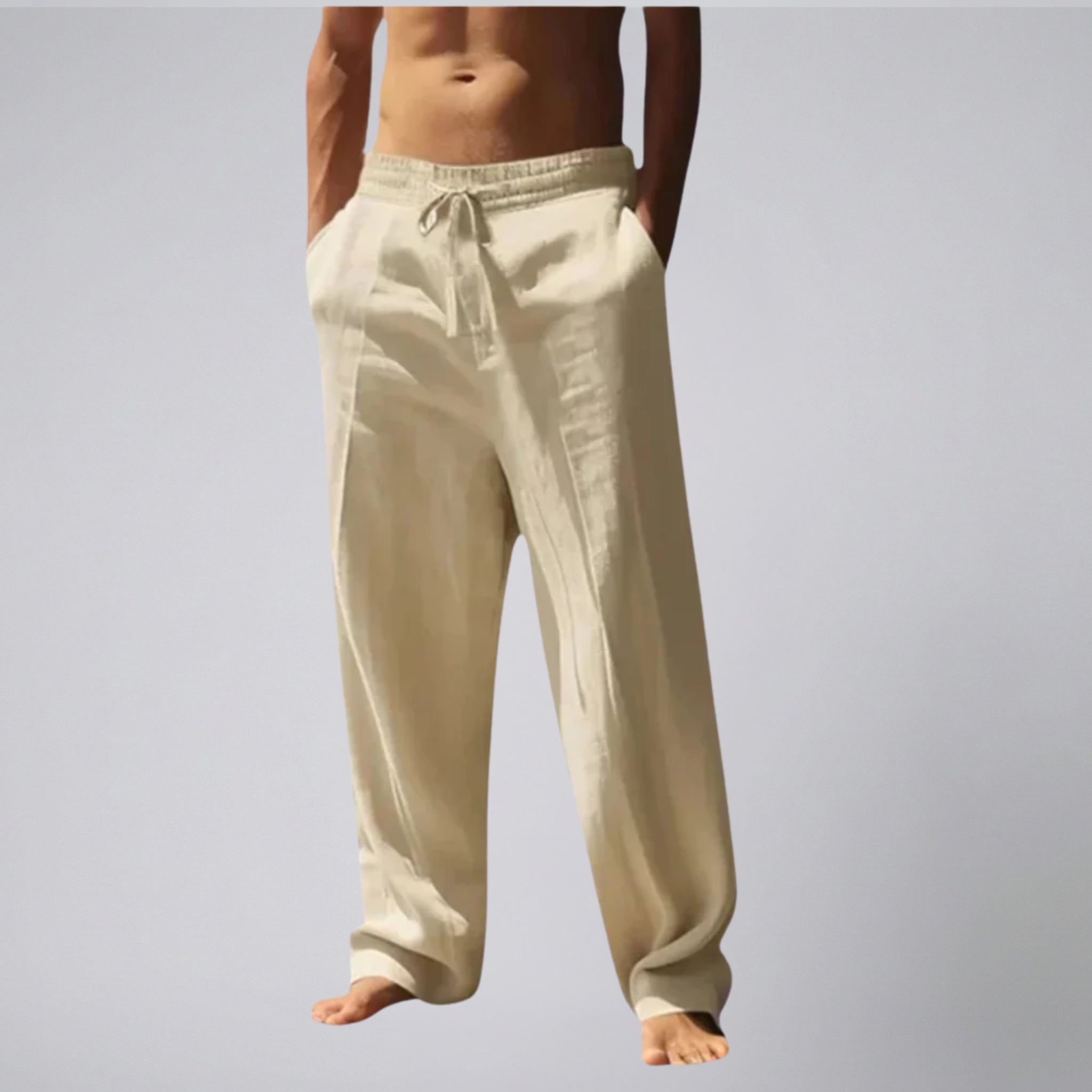 Olamil - Men’s Relaxed Fit Drawstring Linen Pants
