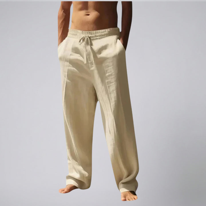 Men’s Relaxed Fit Drawstring Linen Pants | Olamil