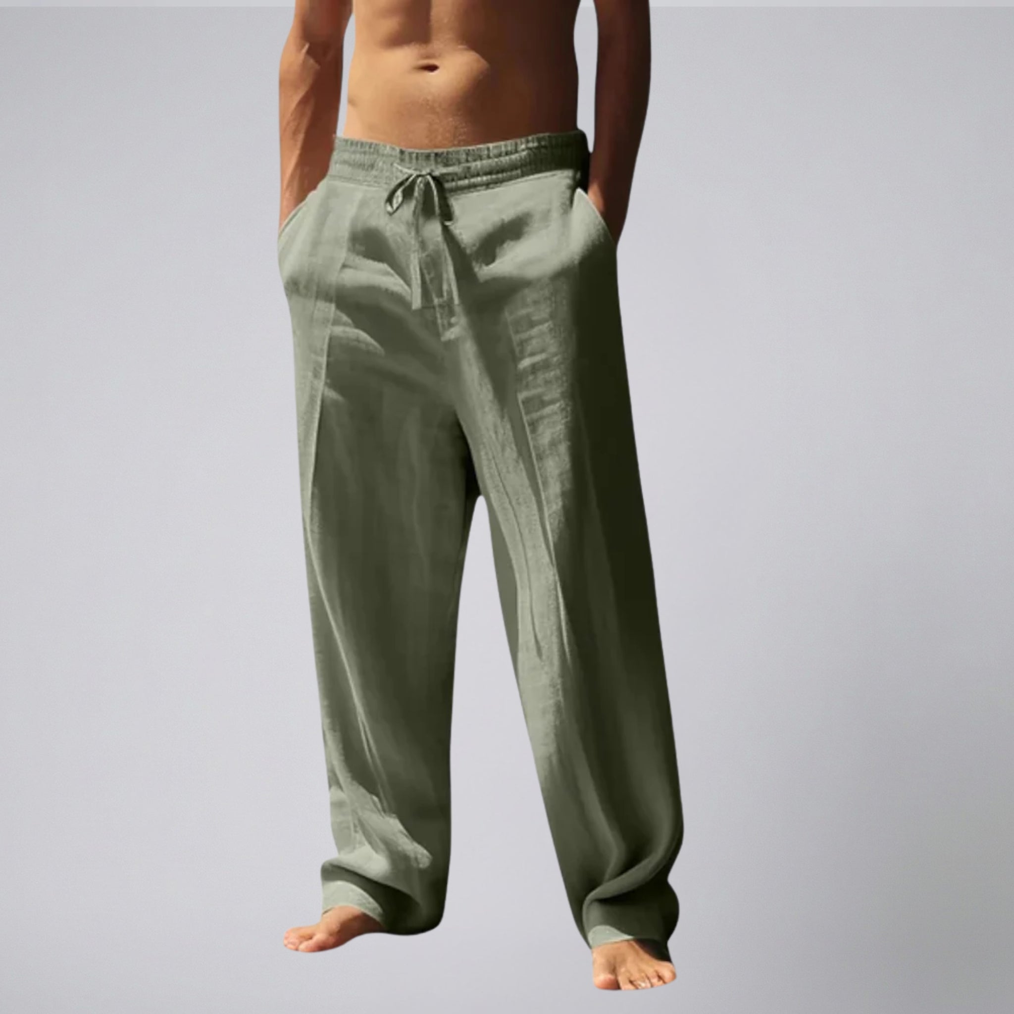 Olamil - Men’s Relaxed Fit Drawstring Linen Pants