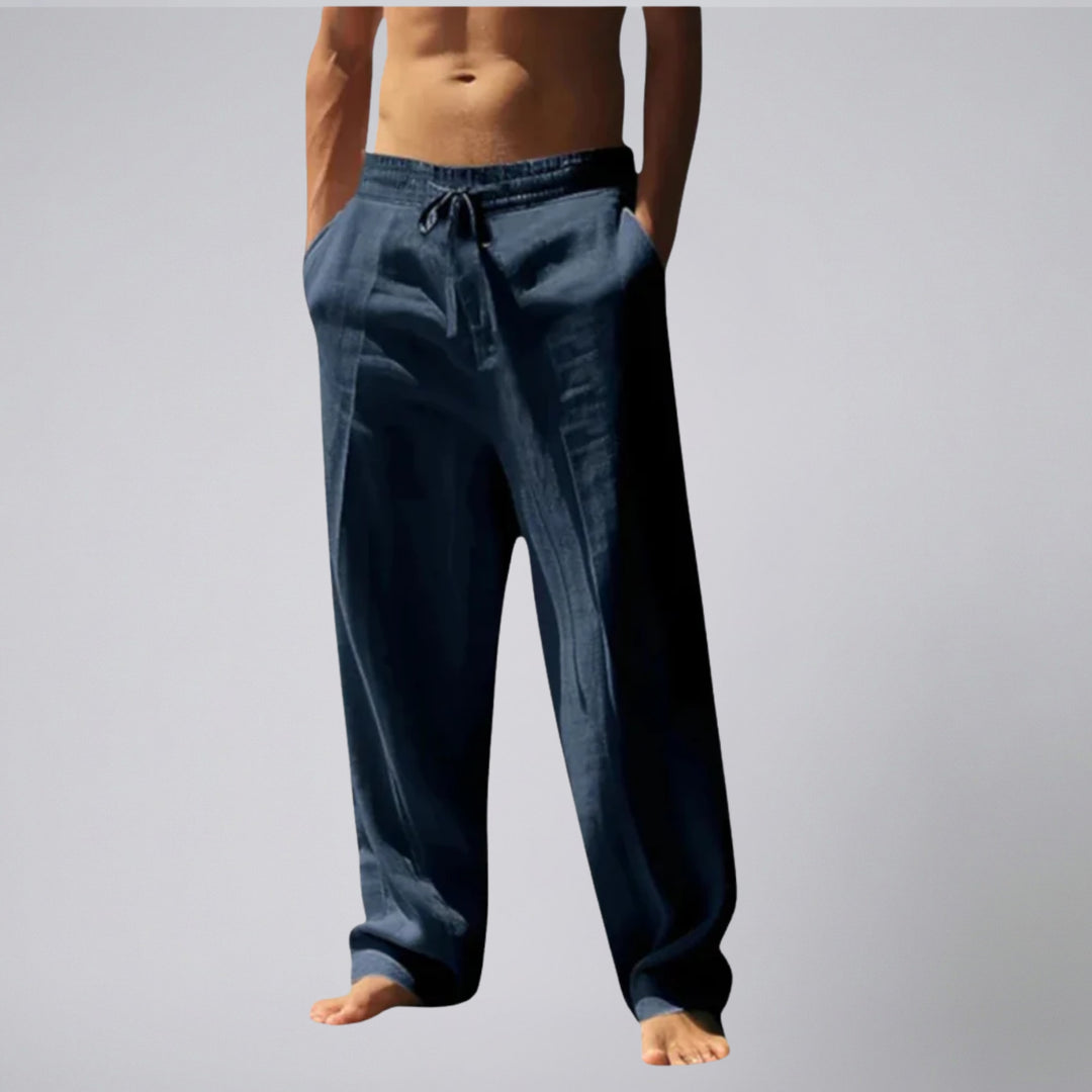 Men’s Relaxed Fit Drawstring Linen Pants | Olamil