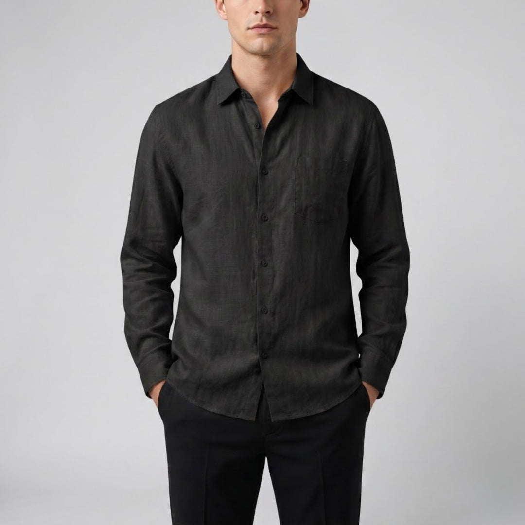 Men’s Relaxed Linen Long-Sleeve Shirt | Olamil