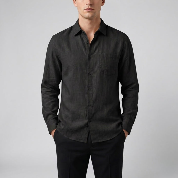 Men’s Relaxed Linen Long-Sleeve Shirt | Olamil