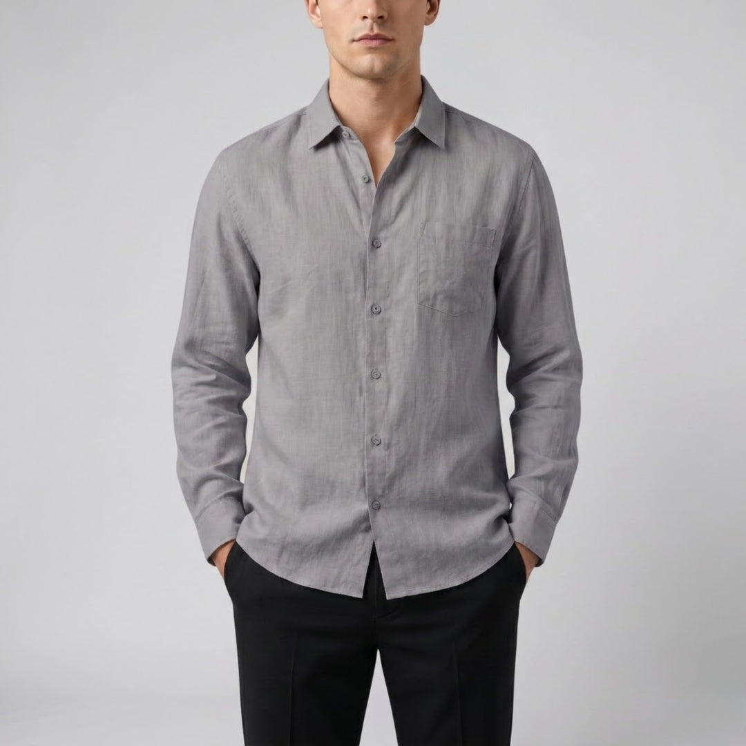 Men’s Relaxed Linen Long-Sleeve Shirt | Olamil