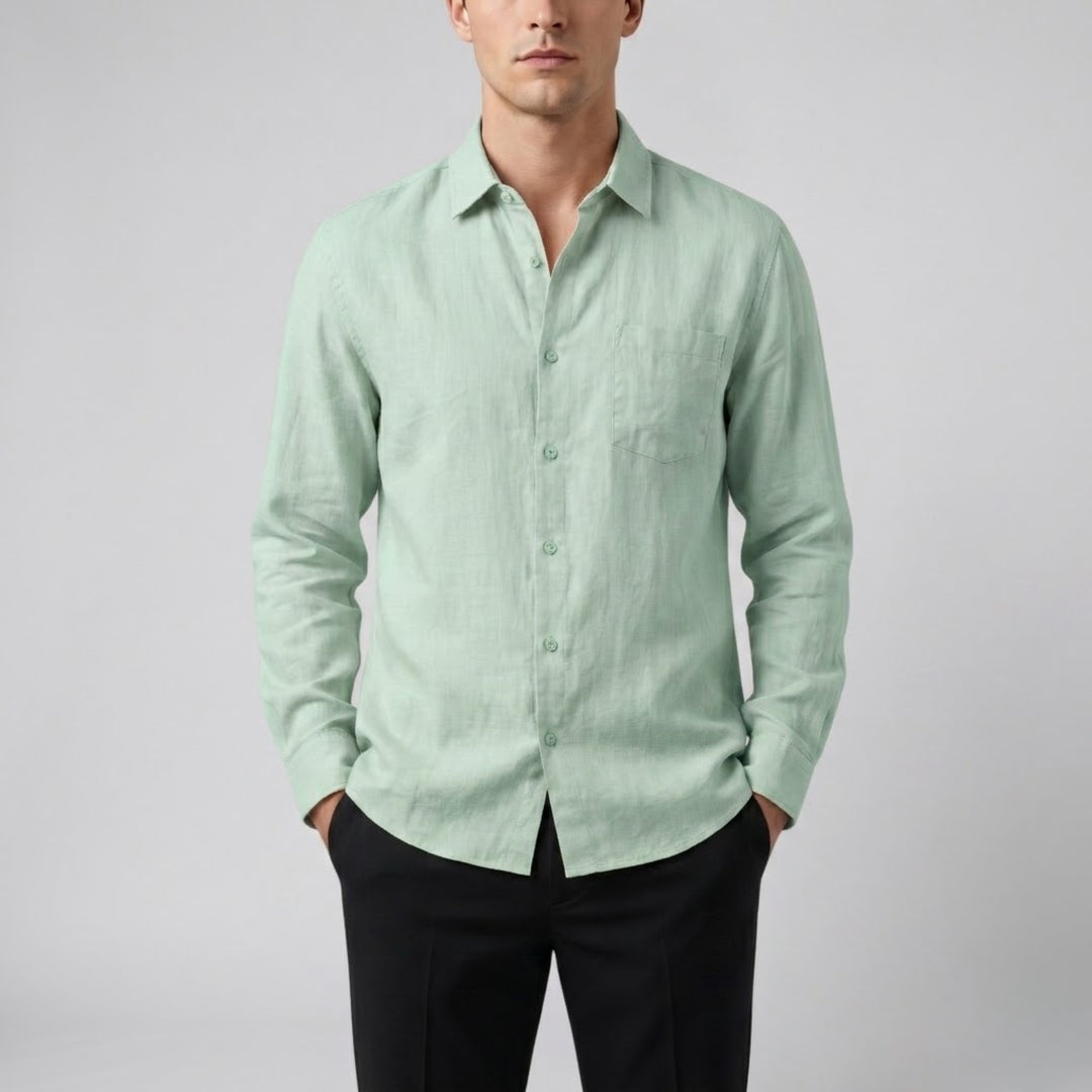Men’s Relaxed Linen Long-Sleeve Shirt | Olamil