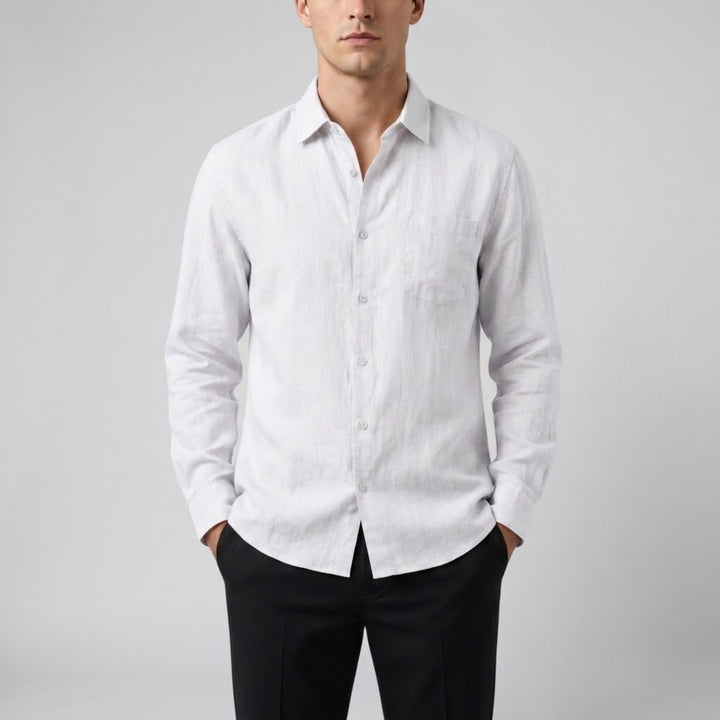 Men’s Relaxed Linen Long-Sleeve Shirt | Olamil