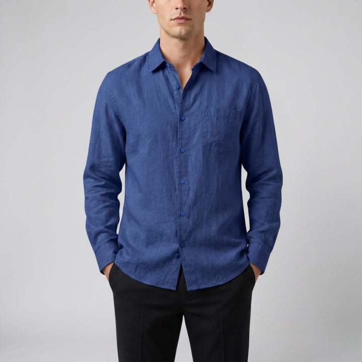 Men’s Relaxed Linen Long-Sleeve Shirt | Olamil
