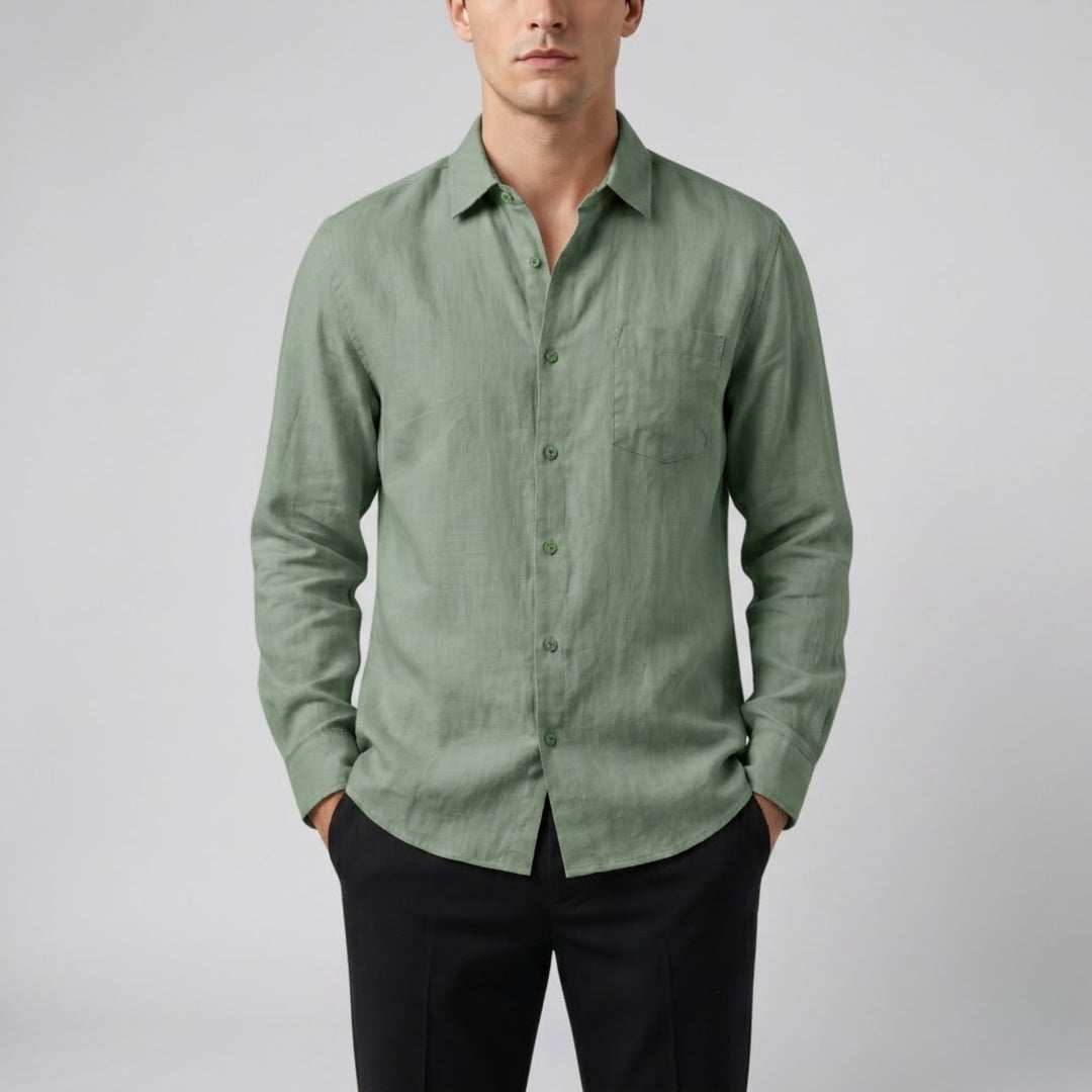 Men’s Relaxed Linen Long-Sleeve Shirt | Olamil