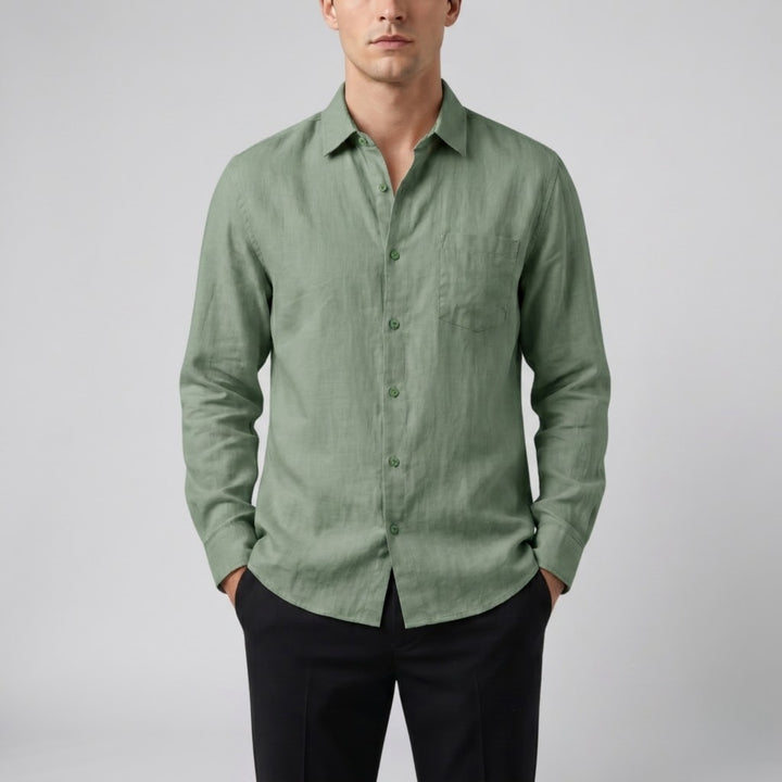 Men’s Relaxed Linen Long-Sleeve Shirt | Olamil