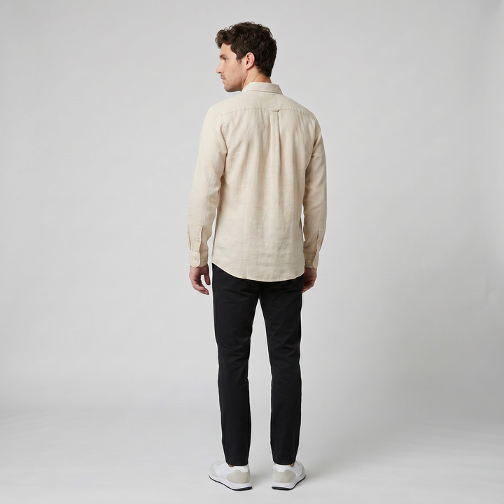 Men’s Relaxed Linen Long-Sleeve Shirt | Olamil