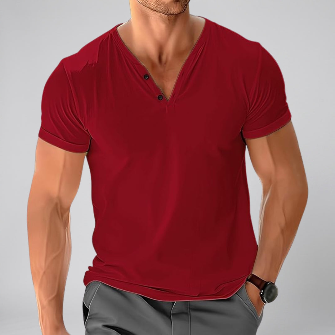 Men’s Short-Sleeve Cotton Henley Shirt | Olamil