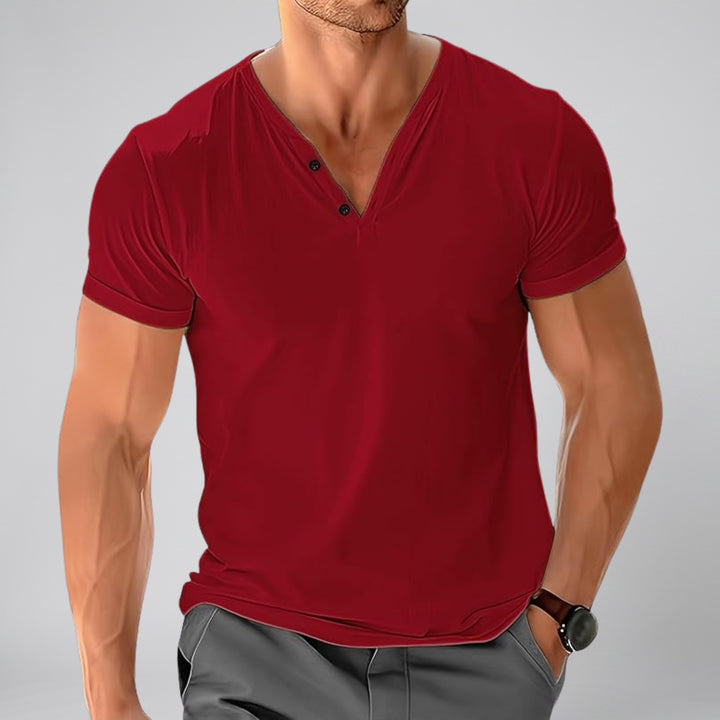Men’s Short-Sleeve Cotton Henley Shirt | Olamil