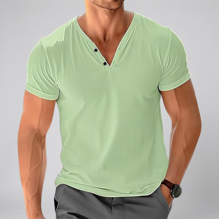 Men’s Short-Sleeve Cotton Henley Shirt | Olamil