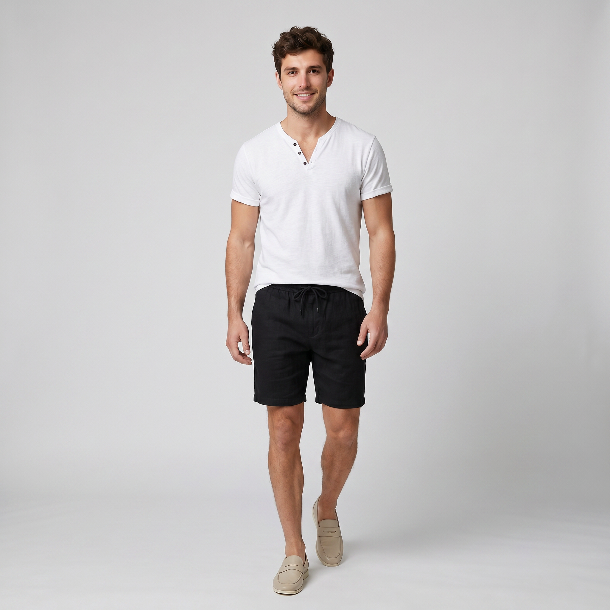 Men’s Short-Sleeve Cotton Henley Shirt | Olamil