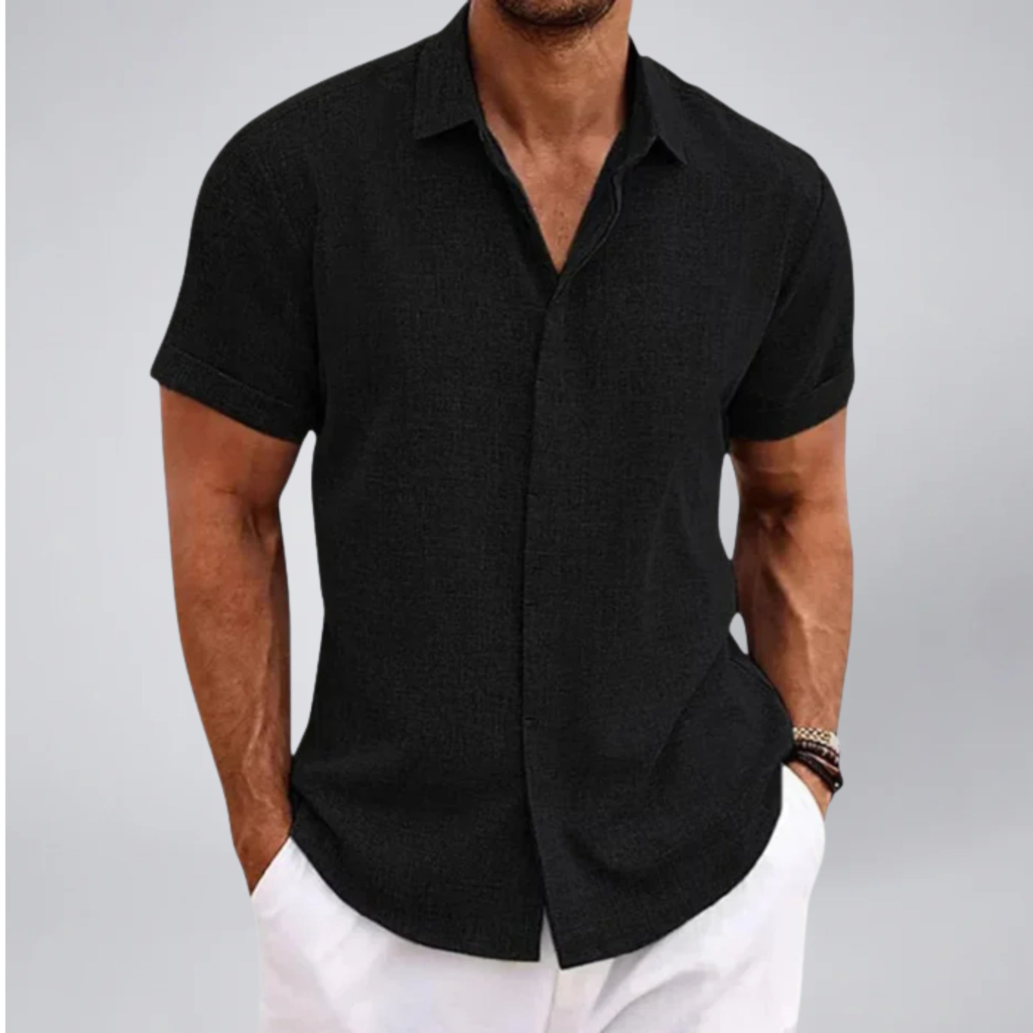 Men's Short Sleeve Linen Shirt | Olamil