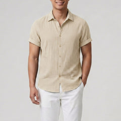 Men's Button-Up Shirt – Textured Short Sleeve
