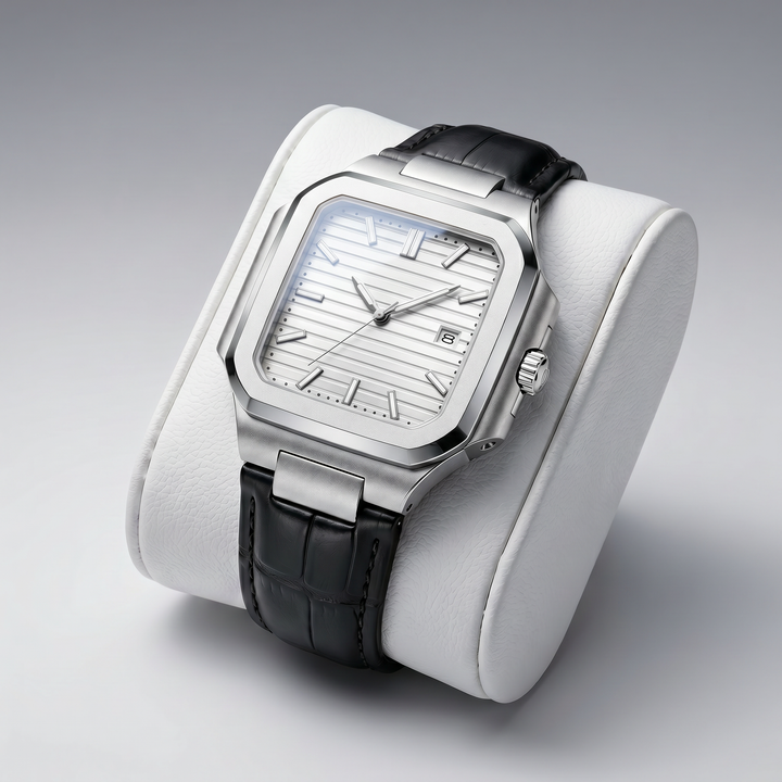 Men's Silver Square Date Watch | Olamil