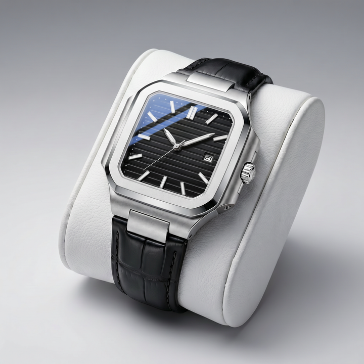 Men's Silver Square Date Watch | Olamil