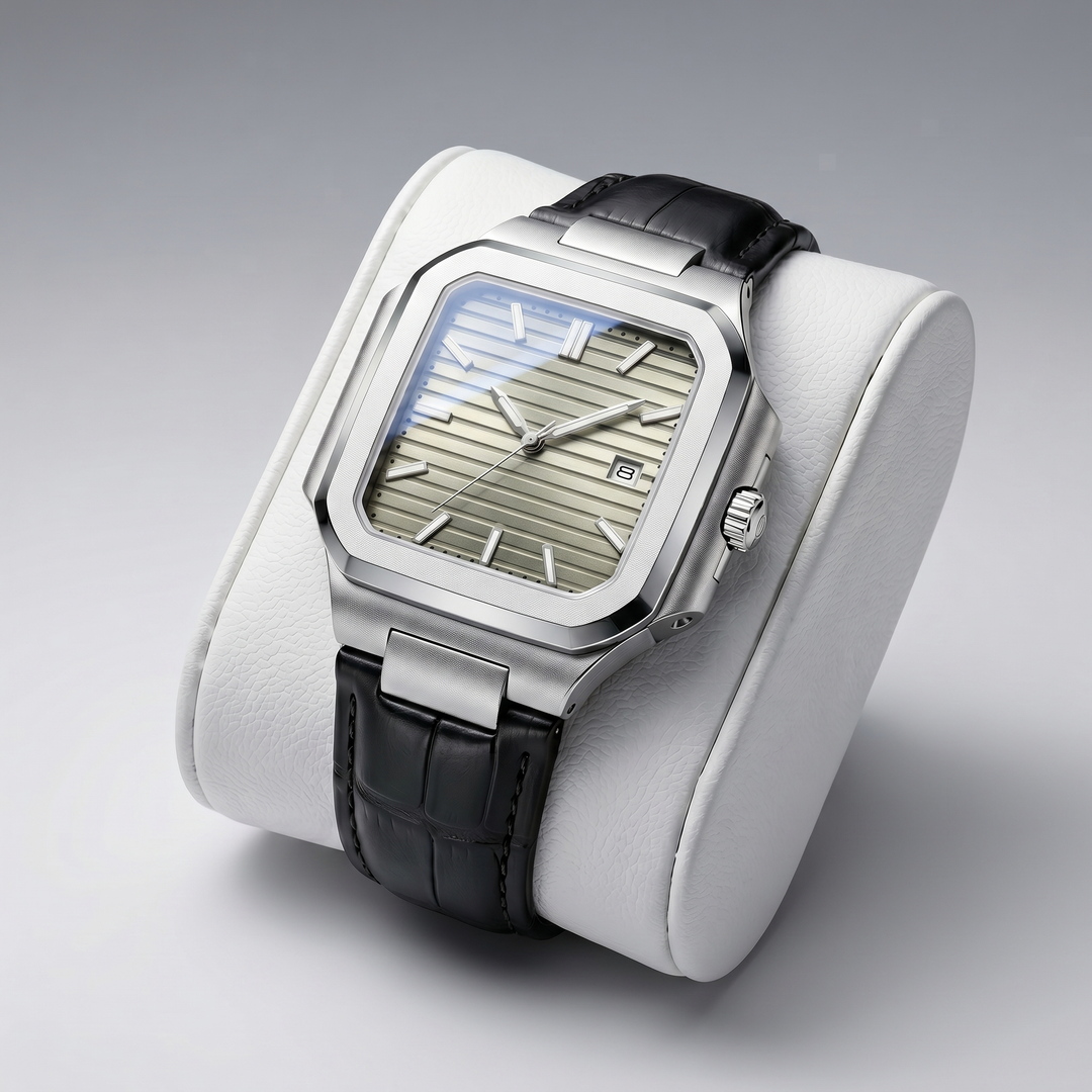 Men's Silver Square Date Watch | Olamil