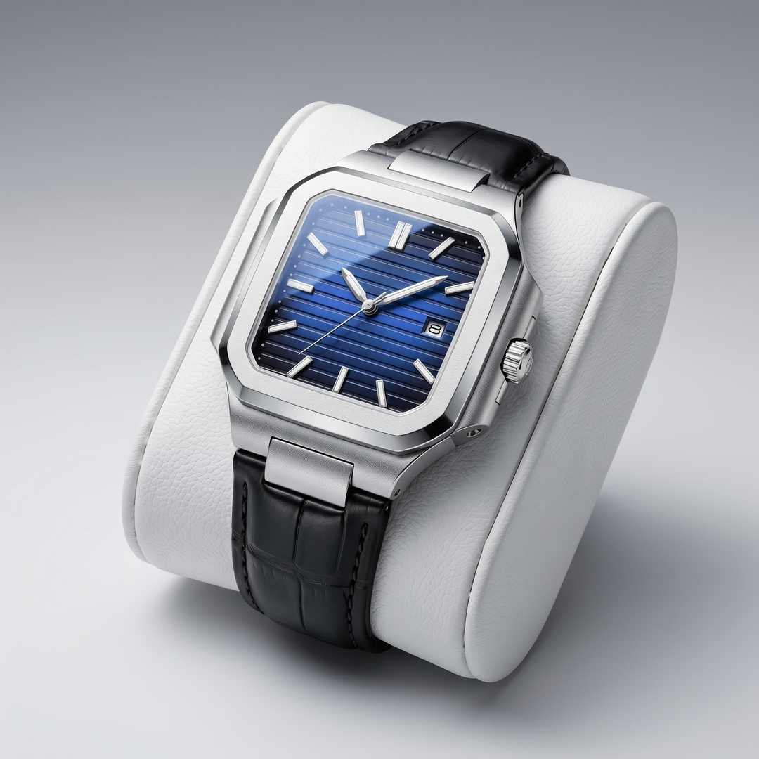 Men's Silver Square Date Watch | Olamil