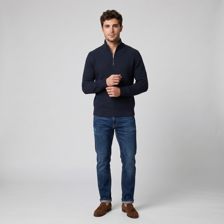 Men’s Slim-Fit Zip-Neck Sweater | Olamil
