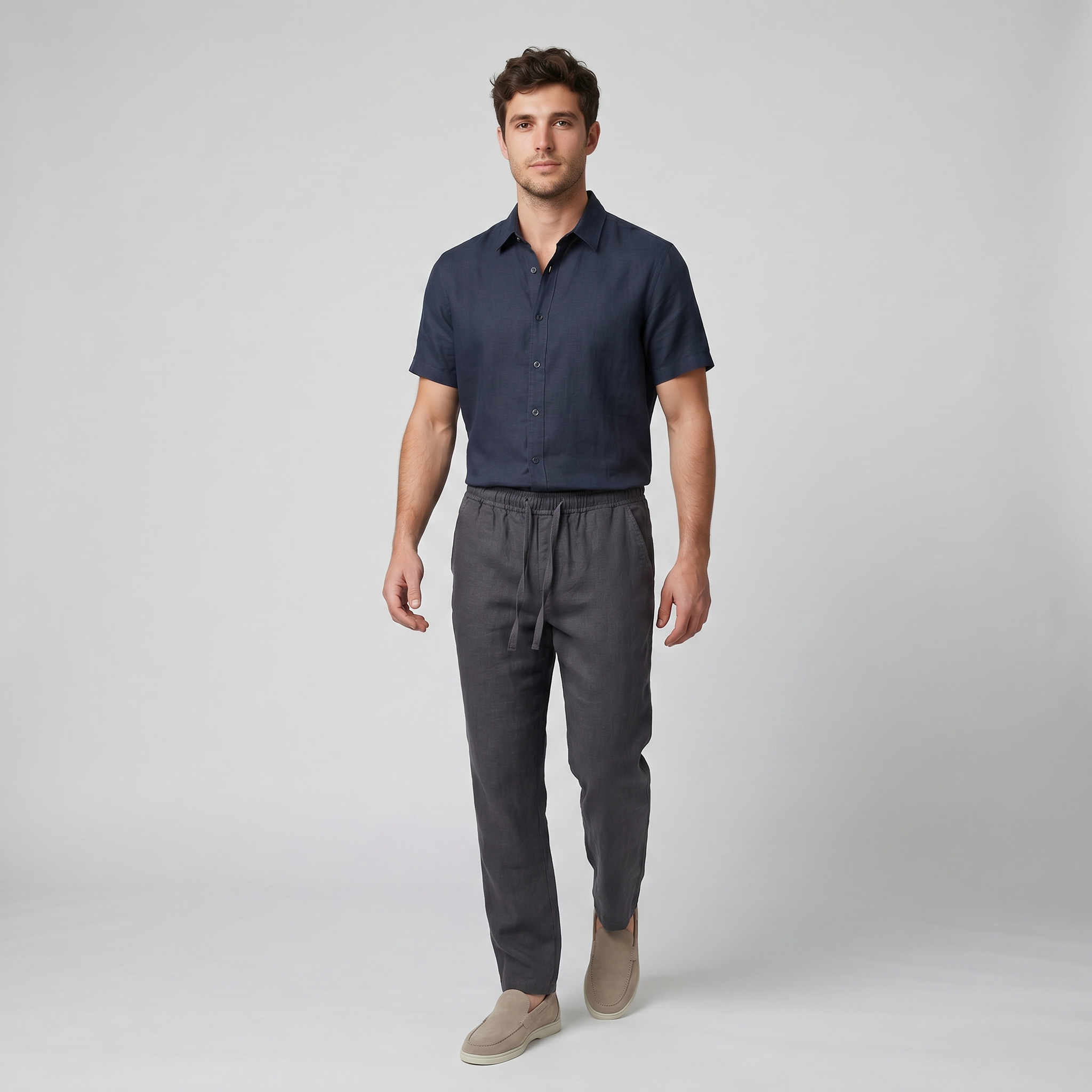 Olamil - Men’s Slim-Fit Linen Drawstring Pants