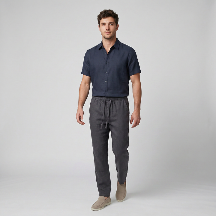 Men’s Slim-Fit Linen Drawstring Pants | Olamil