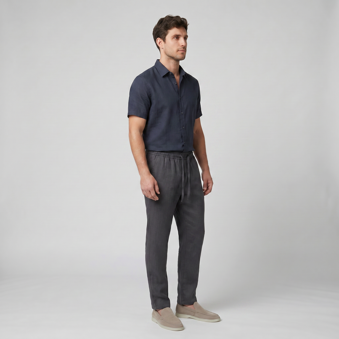 Men’s Slim-Fit Linen Drawstring Pants | Olamil
