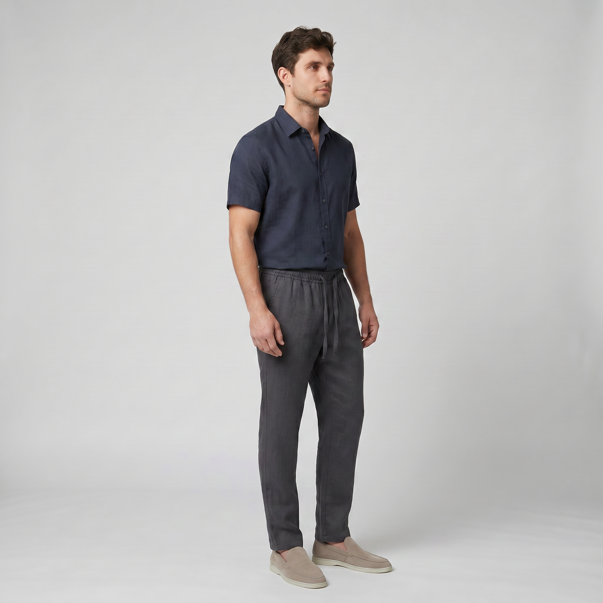 Olamil - Men’s Slim-Fit Linen Drawstring Pants