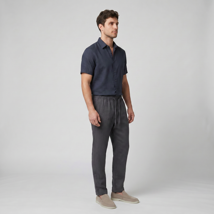 Men’s Slim-Fit Linen Drawstring Pants | Olamil