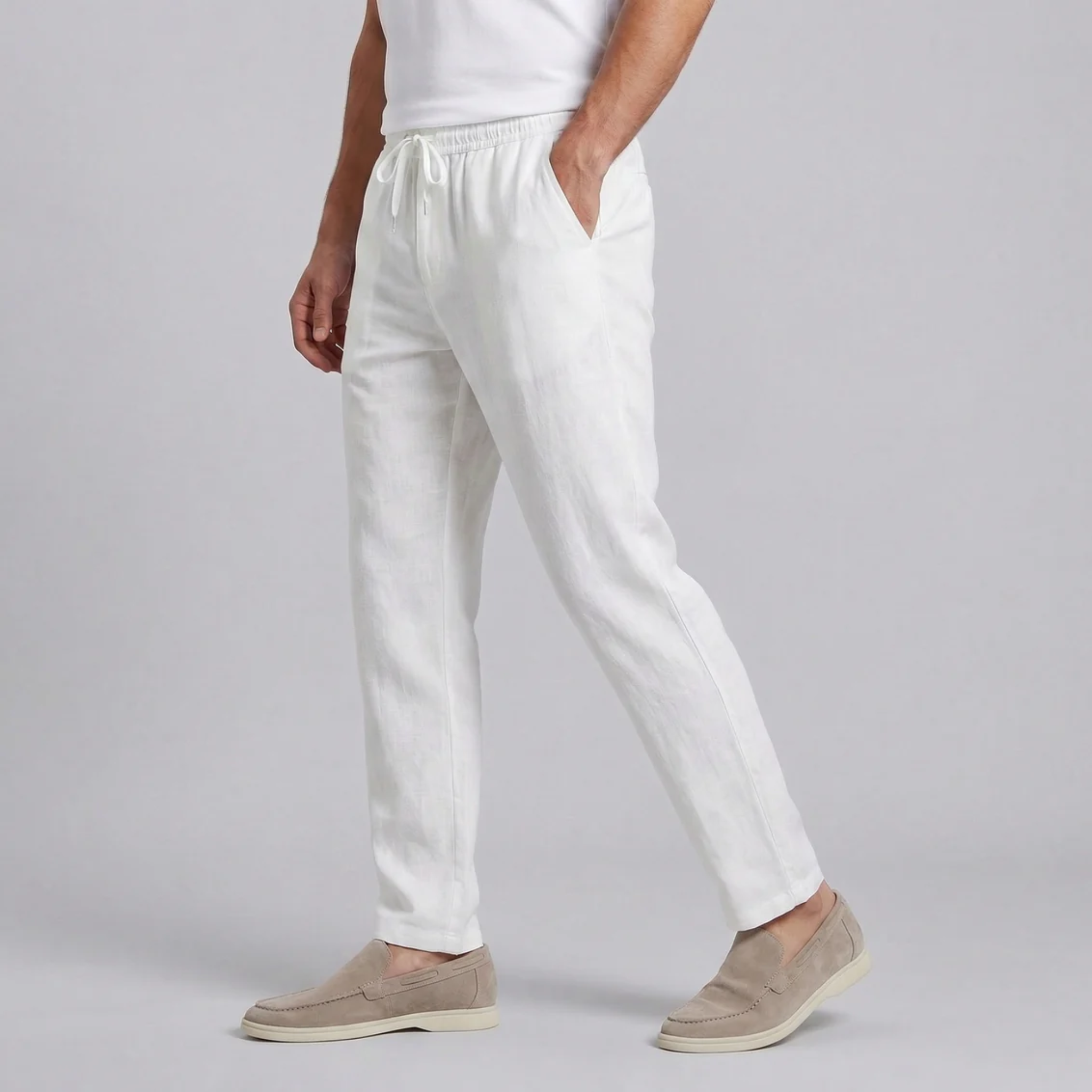 Olamil - Men’s Slim-Fit Linen Drawstring Pants