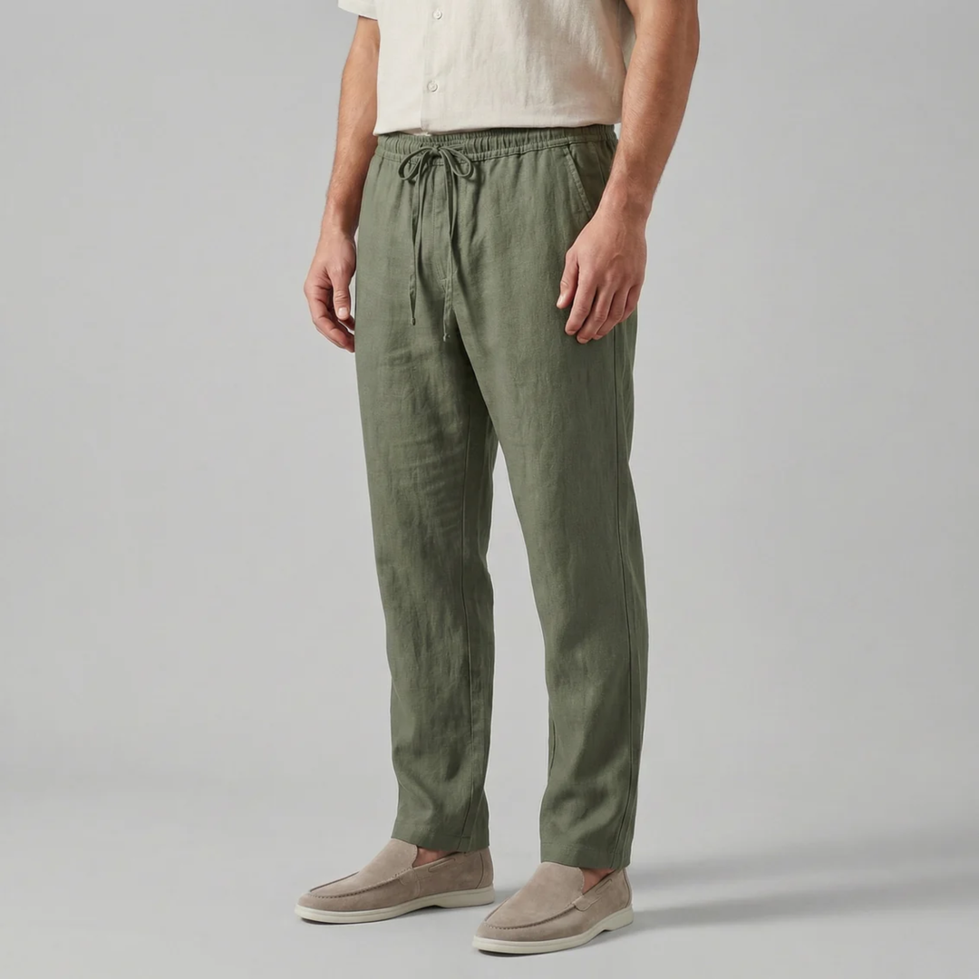 Men’s Slim-Fit Linen Drawstring Pants | Olamil