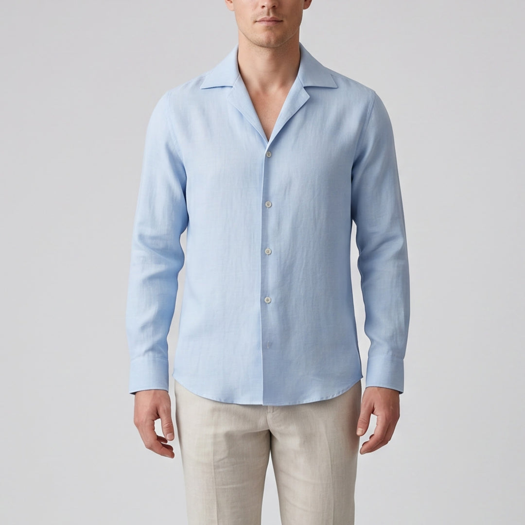 Men’s Slim-Fit Long-Sleeve Linen Shirt | Olamil