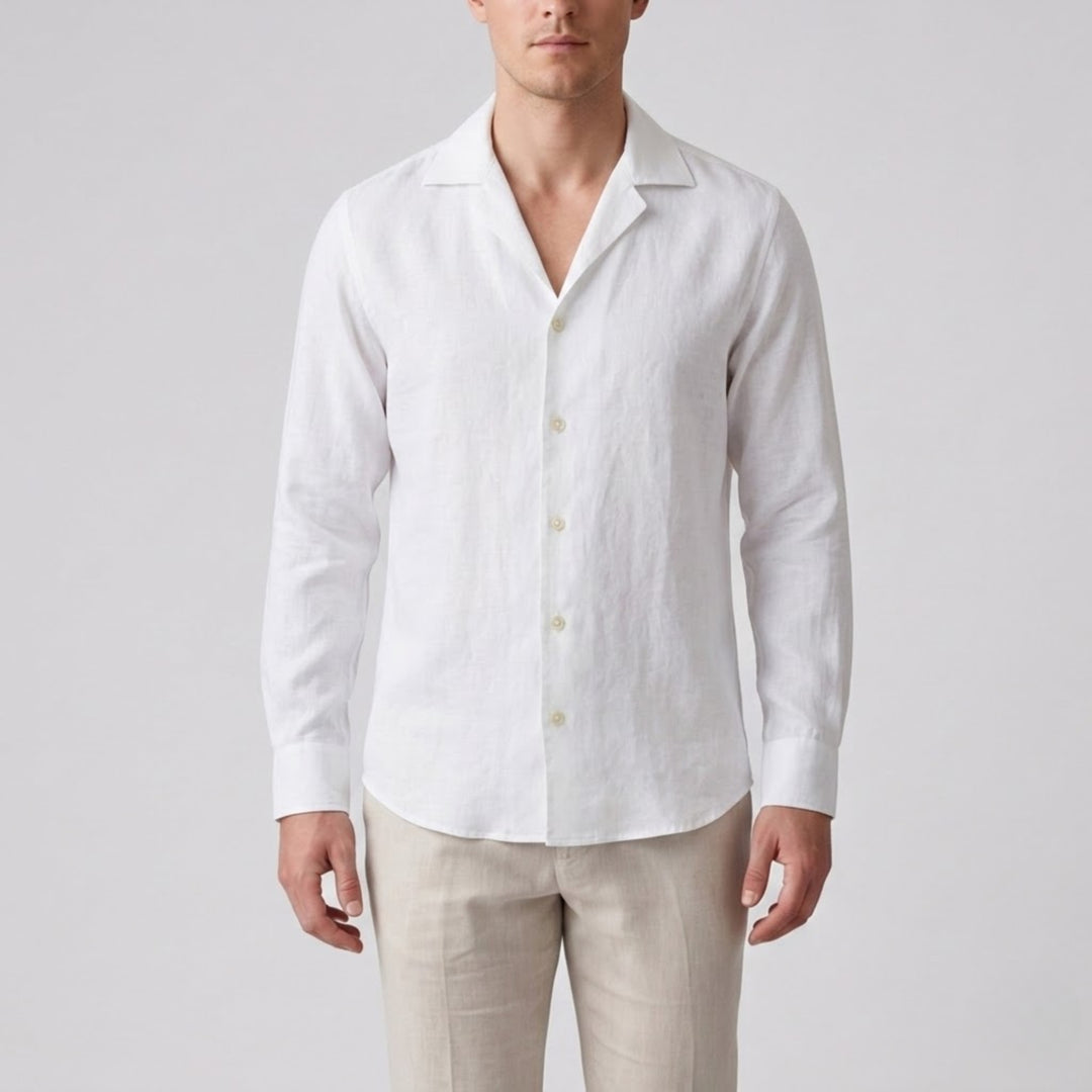 Men’s Slim-Fit Long-Sleeve Linen Shirt | Olamil