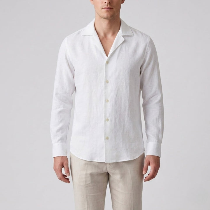 Men’s Slim-Fit Long-Sleeve Linen Shirt | Olamil