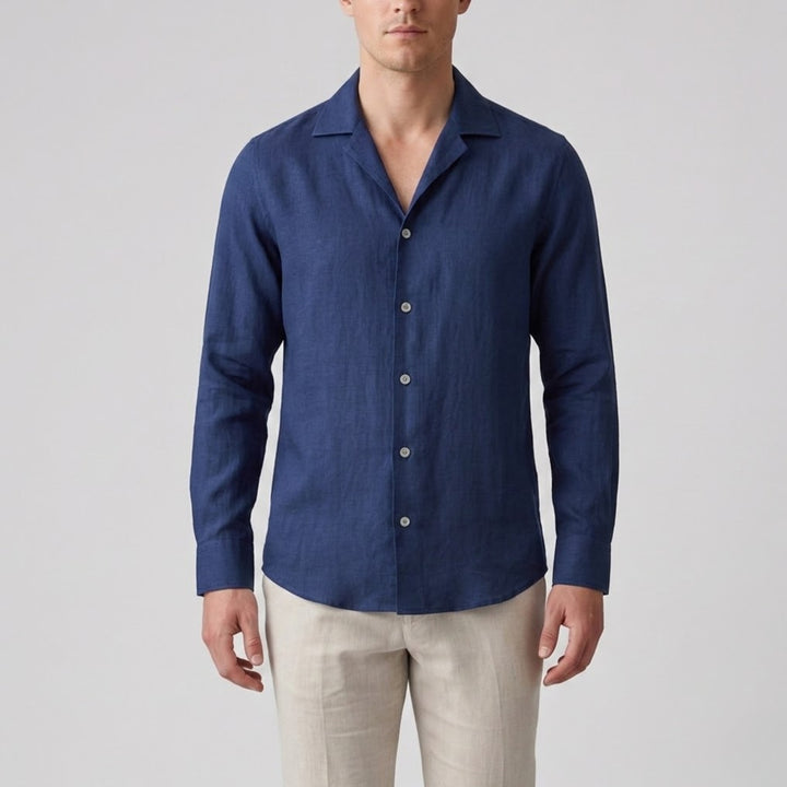 Men’s Slim-Fit Long-Sleeve Linen Shirt | Olamil