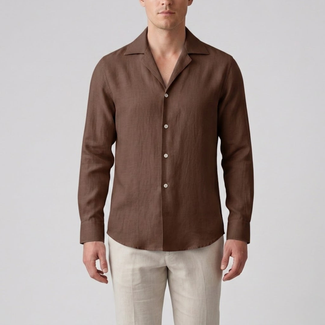 Men’s Slim-Fit Long-Sleeve Linen Shirt | Olamil