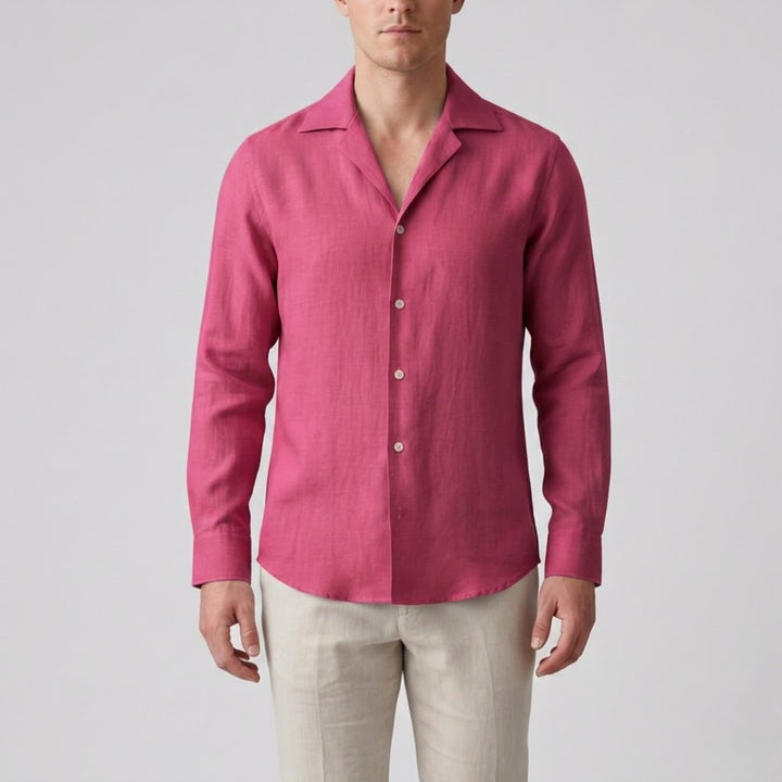 Men’s Slim-Fit Long-Sleeve Linen Shirt | Olamil