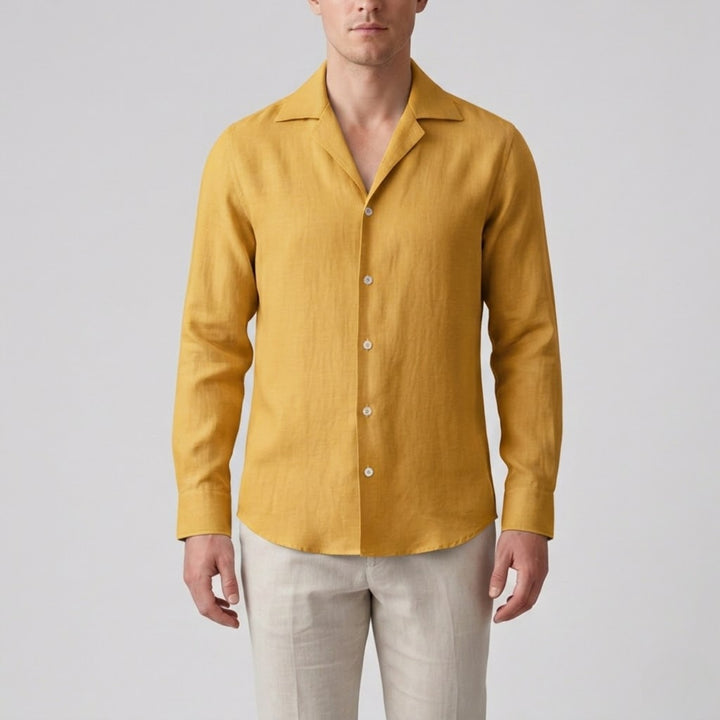Men’s Slim-Fit Long-Sleeve Linen Shirt | Olamil