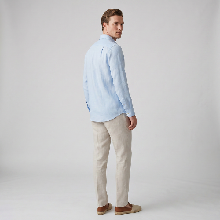 Men’s Slim-Fit Long-Sleeve Linen Shirt | Olamil