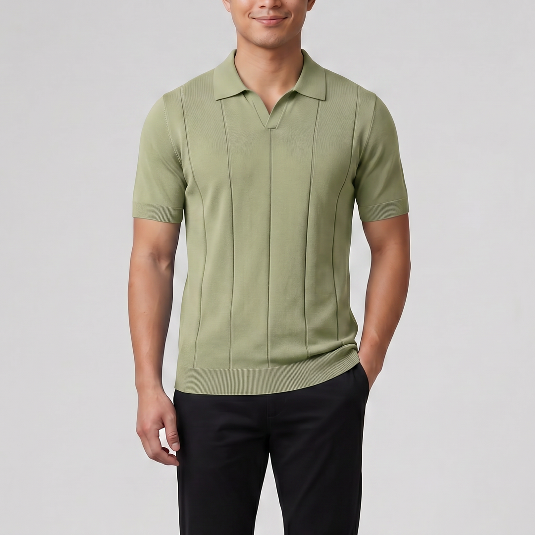Men’s Slim-Fit Rib Knit Polo | Olamil