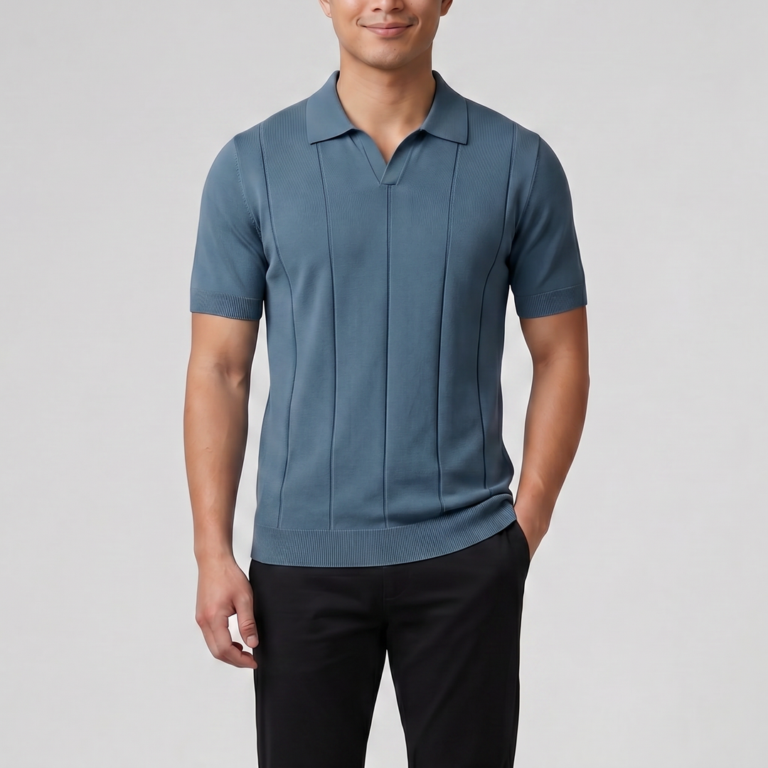Men’s Slim-Fit Rib Knit Polo | Olamil