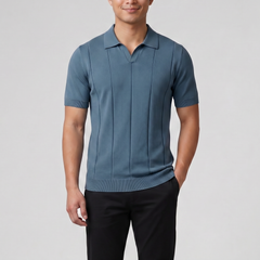 Men's Knit Polo Shirt – Slim-Fit Rib